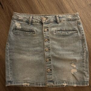 Rewash Distressed Denim Mini Skirt - Blue